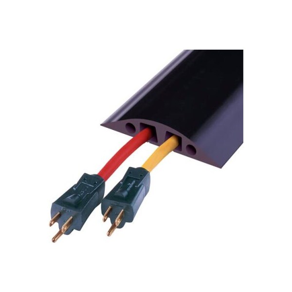 Justrite Cable Protector, 1-1/8 in H, 10 ft L, 5-3/4 in W, 2 Channel, Rubber, Black RFD6-10 - main